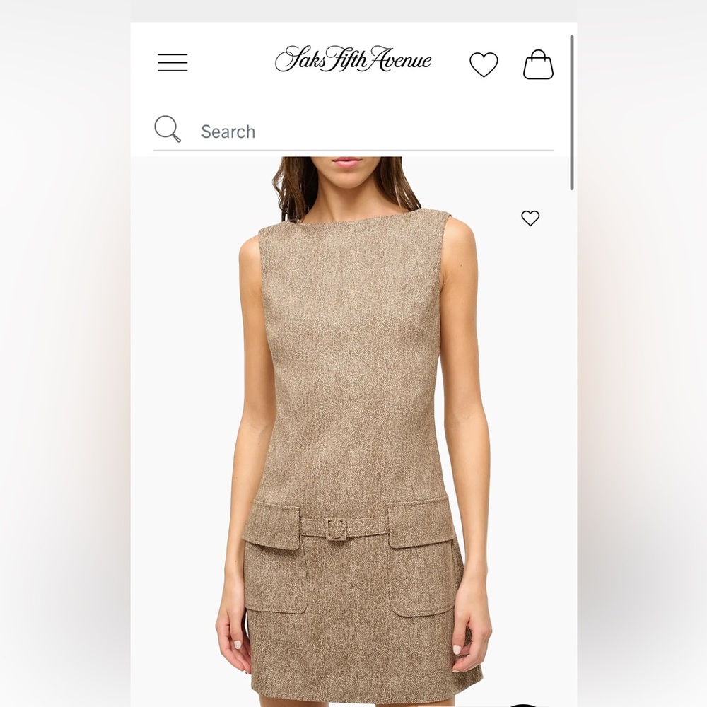 STAUD Sheila Dress in Mocha Herringbone Size S